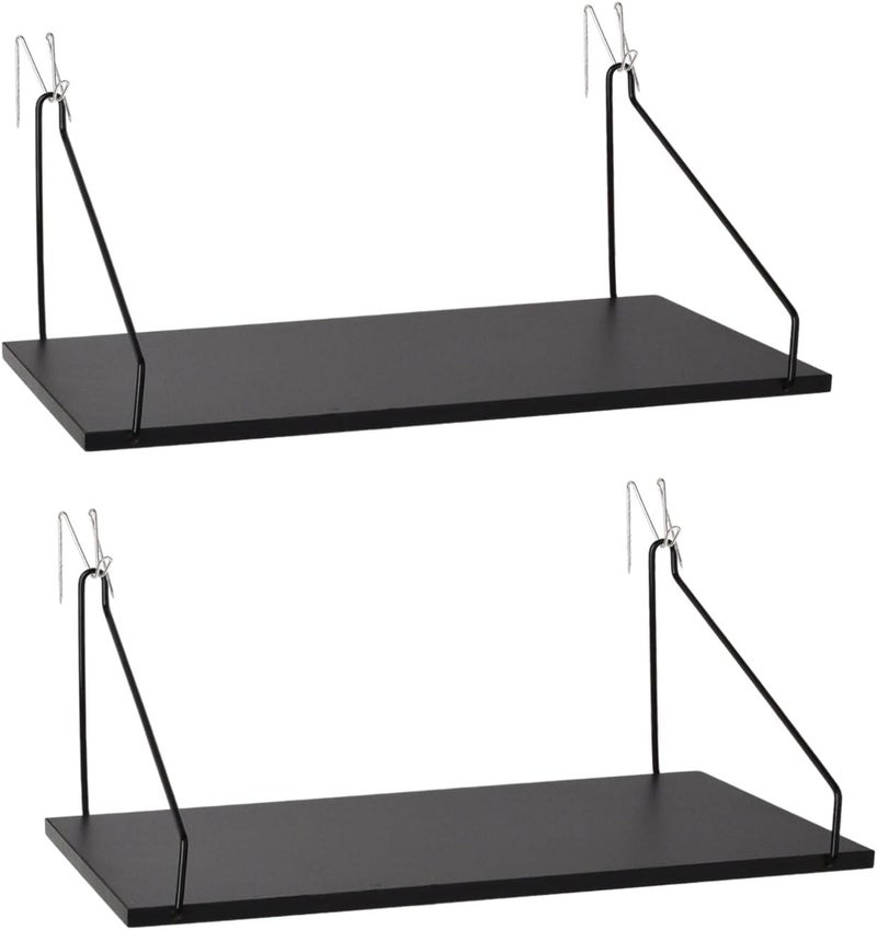 onsogi Fabric Wall Cubicle Shelf with Hooks for Work Decor, 11.8' Wooden Cubicle Organizer Storage Shelf with Hangers Cubicle Accessories for Women Men Desk, 2 Pack Black - Image 1
